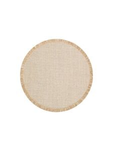 Eko Halı Brooklyn BRK01 Krem Gri Hasır Görünümlü Kaymaz Kilim 155 x155 cm Yuvarlak