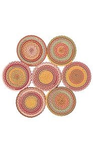 Eko Halı Flatweave CMX03 Multy Yuvarlak Hasır Halı 90X90 cm