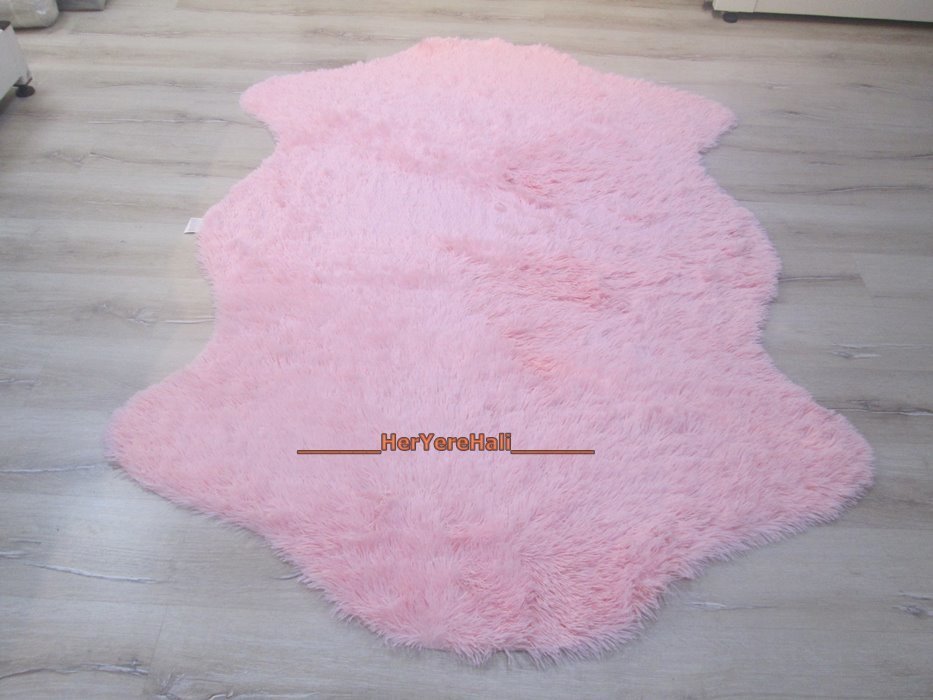 Doğuş Peluş Tavşan Tüyü 140x200cm Kaymaz Tabanlı 2Kafa Post Halı Pembe