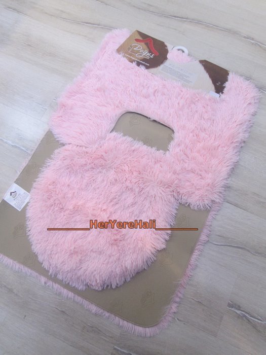 Doğuş Peluş Tavşan Tüyü 3lü Klozet Takımı Pembe