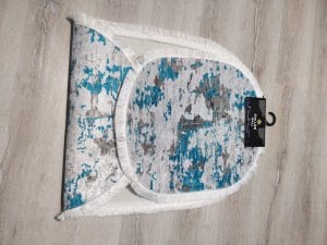 Yamalı Home Banyo EvaK7003Mavi 2'li Klozet Takımı Oval Banyo Paspası