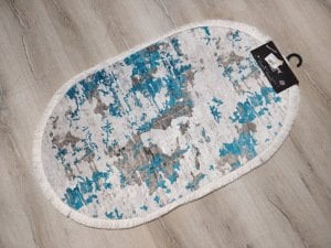 Yamalı Home Banyo EvaK7003Mavi 2'li Klozet Takımı Oval Banyo Paspası