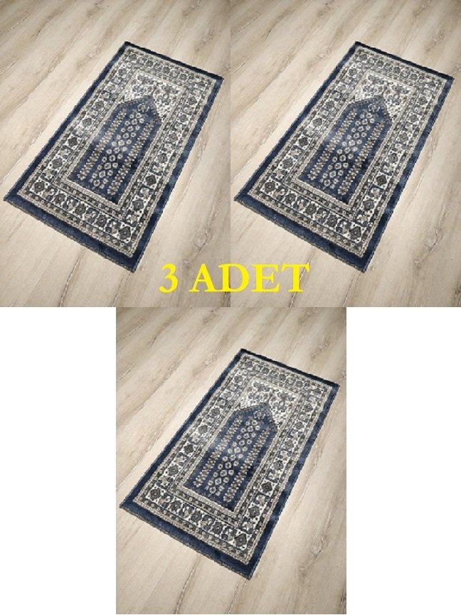 3 Adet Halı Sarayı Sihir Namazlık Seccade NM011 Mavi 60x115cm