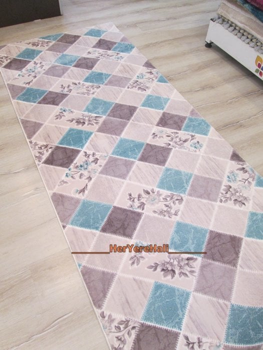Sarar Butik Lilyum Turkuaz 80x300 cm Kesme Yolluk