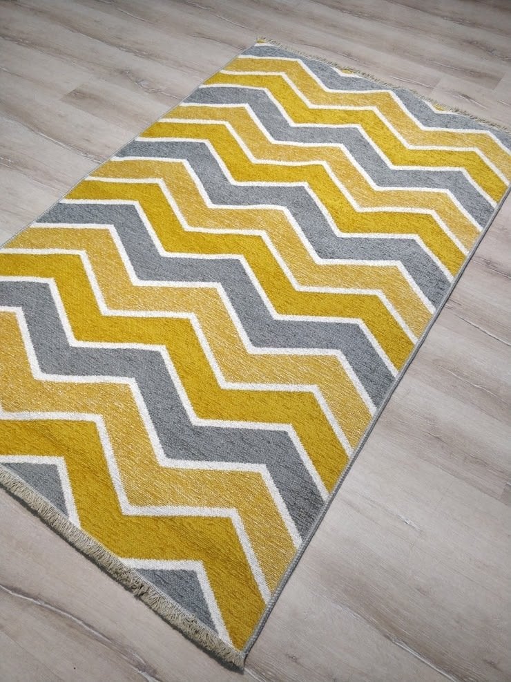 Eko Halı NoaKilim NK05 Gri Sarı Çift Taraflı Kilim 115x180 cm