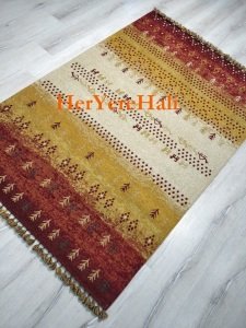 Eko Halı Buhari BHR09TERRA Kiremit Krem İnce Kaymaz Dokuma Halı 120X180 cm