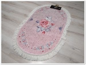 Yamalı Home Banyo Eva1849Gül 2'li Klozet Takımı Oval Banyo Paspası