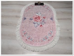 Yamalı Home Banyo Eva1849Gül 2'li Klozet Takımı Oval Banyo Paspası