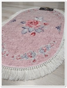 Yamalı Home Banyo Eva1849Gül 2'li Klozet Takımı Oval Banyo Paspası