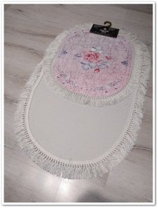 Yamalı Home Banyo Eva1849Gül 2'li Klozet Takımı Oval Banyo Paspası