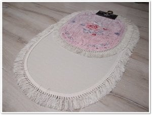 Yamalı Home Banyo Eva1849Gül 2'li Klozet Takımı Oval Banyo Paspası