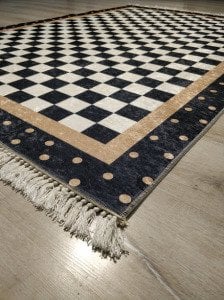 YamalıHome Style2 Siyah Beyaz Halı 140X200 cm