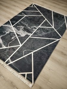 YamalıHome Style5 Siyah Beyaz Halı 140X200 cm