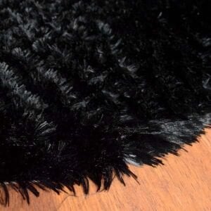 Doğuş Peluş Halı Tavşan Tüyü Siyah 140x140cm Yuvarlak Halı