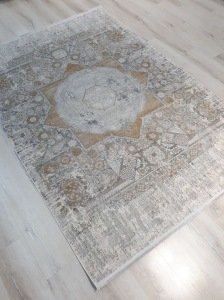 Tuğra Halı Memlük 1461 Gri Gold 160x230 cm Saçaklı Salon Halısı