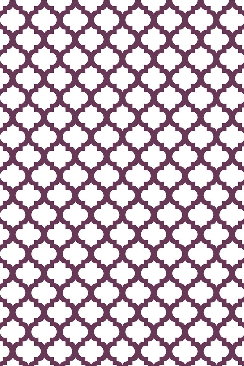 YAMALI home Style Moda Desen Saçaklı Halı BEYAZ Mor - 80x300 cm