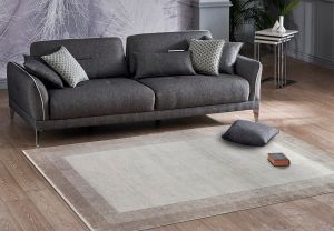 LUGANO LUG 08 BEIGE Art Deco Modern Bordürlü Yüksek Kalite Sık Dokuma Salon Halısı 160x230 cm