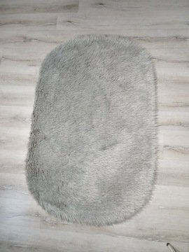 YamalıHome Peluş Halı APost Gri 100x150cm Oval Peluş Halı
