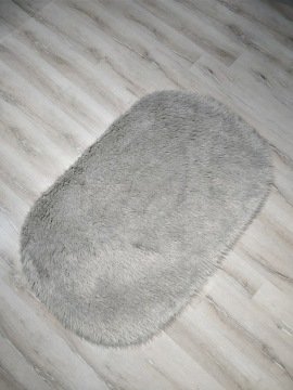 YamalıHome Peluş Halı APost Gri 100x150cm Oval Peluş Halı