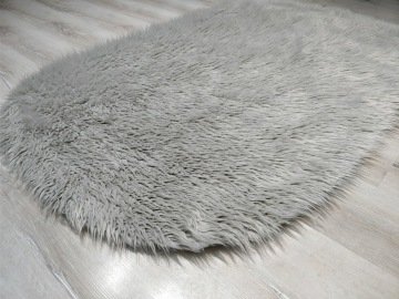 YamalıHome Peluş Halı APost Gri 100x150cm Oval Peluş Halı