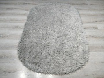 YamalıHome Peluş Halı APost Gri 100x150cm Oval Peluş Halı