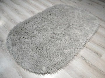 YamalıHome Peluş Halı APost Gri 100x150cm Oval Peluş Halı