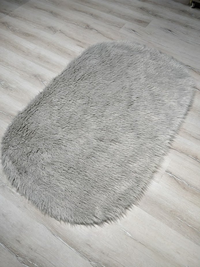 YamalıHome Peluş Halı APost Gri 100x150cm Oval Peluş Halı