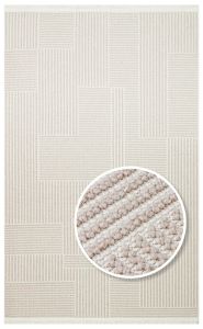 MOTTO MOT 12 BEIGE WHITE Yumuşak Tuşeli Örgü Dokuma Modern Makine Halısı