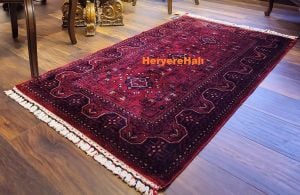 NOSTALJI 960 RED Afgan / Yağcıbedir Desenli El Emeği ile Özel Tezgahlarda Üretilen Tensel Uşak Halısı 90x150 cm