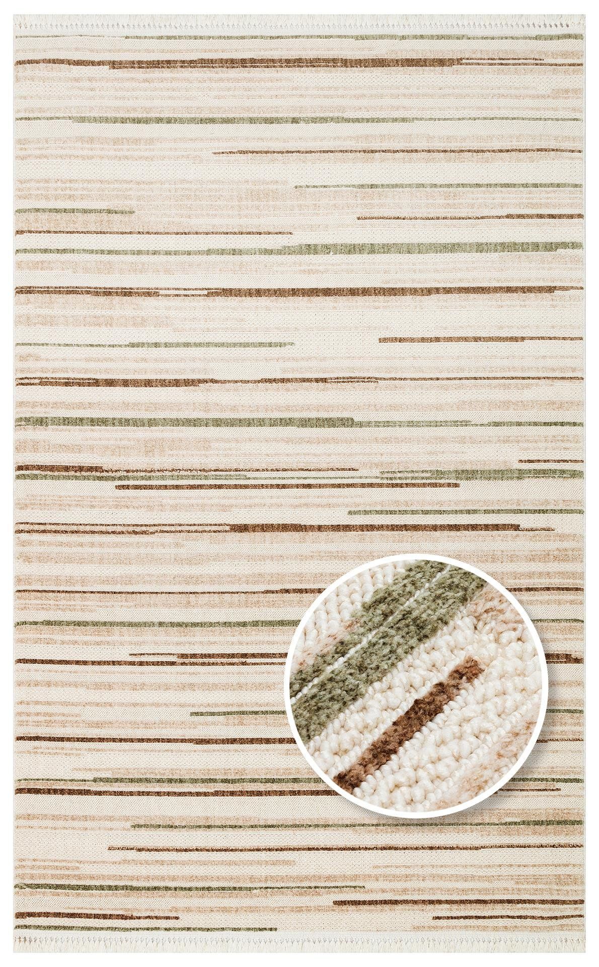 Eko Halı JOY 01 GREEN BROWN Hav Toz Vermeyen Yumuşak dokulu Modern Makine Halısı