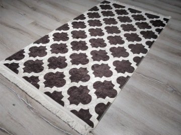 YAMALI home Style Moda Desen Saçaklı Halı KAHVE beyaz - 80x150 cm